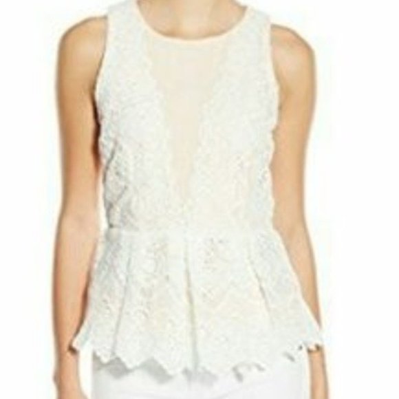 Anthropologie Greylin Lana Lace Peplum Top sz M - Picture 1 of 8